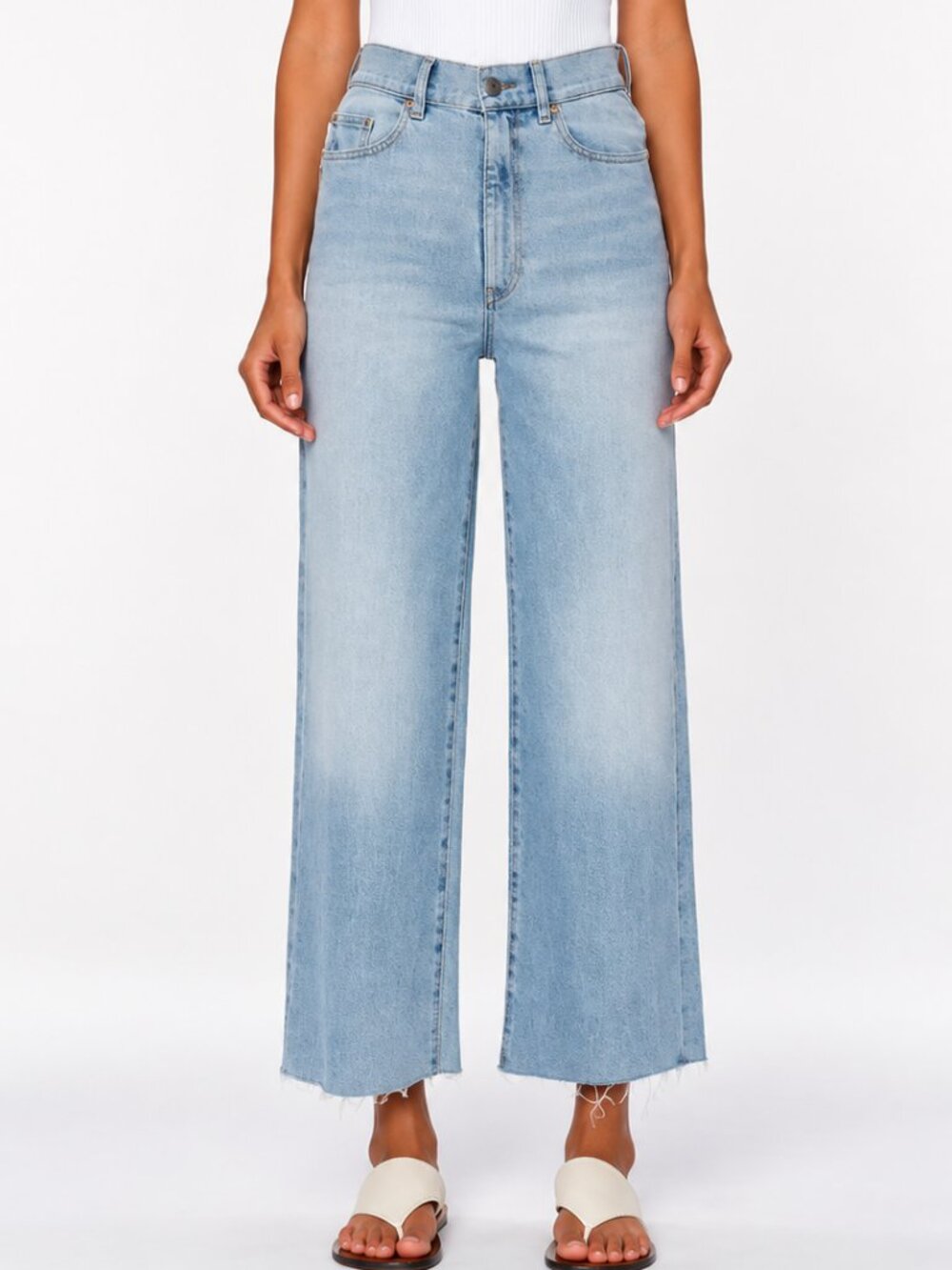 DL1961 Hepburn High Rise Wide Leg Light Island Park Wash Ankle Jeans SZ 28 Chic